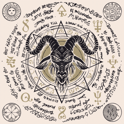 山羊,有角的,八边形,动物头,星星,秘密,手稿,魔鬼,猜疑