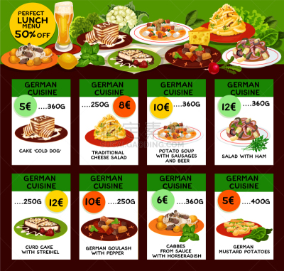 菜单,食品,德国,一半的,饮料,传统,装饰菜,蛋糕,促销,午餐