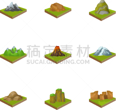 岩石,山,灯塔楼,火山,分离着色,计划书,图像,海洋,草,收集