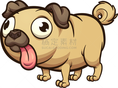 巴哥犬,卡通,背景分离,拉丁美洲,图像,墨西哥,狗,小的,虚拟角色,伸舌头