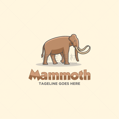 logo mammoth walking line art