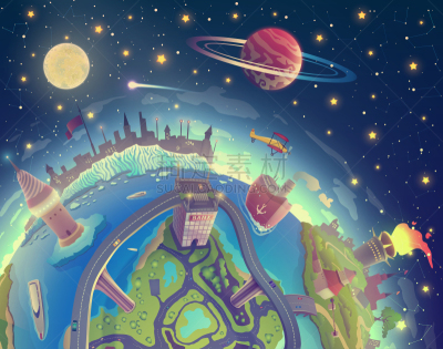 地球形,行星,三维图形,绘画插图,天空,卡通,自然,幻想,太空,矢量