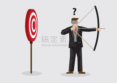 绘画插图,矢量,靶子,箭术,商务,经理,蒙眼罩,想法,卡通,问号