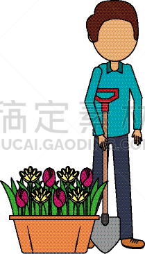 男人,园艺,铲子,分离着色,男孩,农业,蔬菜,制服,商务,花