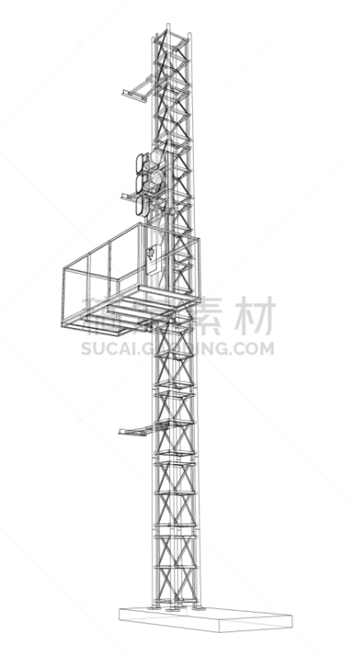 轮廓,矢量,提举,无线电通信塔,篮子,空的,垂直画幅,大桶,蓝图,技术