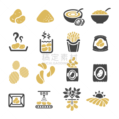 马铃薯,图标,农业,热,菜单,清新,纸盒,食品,面粉,油炸