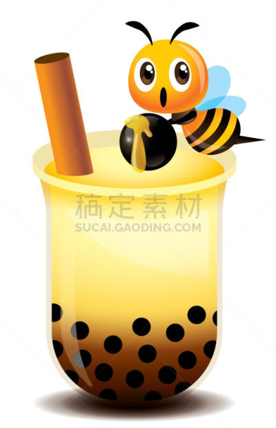 球体,清新,木薯布丁,蜜蜂,绘画插图,卡通,珍珠奶茶,矢量,难嚼的,吉祥物
