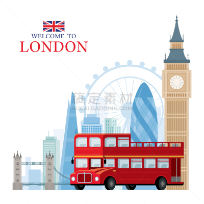 英格兰,伦敦,旅途,塔桥,双层巴士,著名景点,矢量,旅行,度假