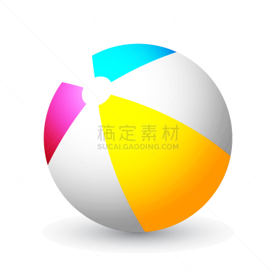 海滩充气球,夏天,绘画插图,矢量,分离着色,阴影,白色背景,橡胶,球体,热
