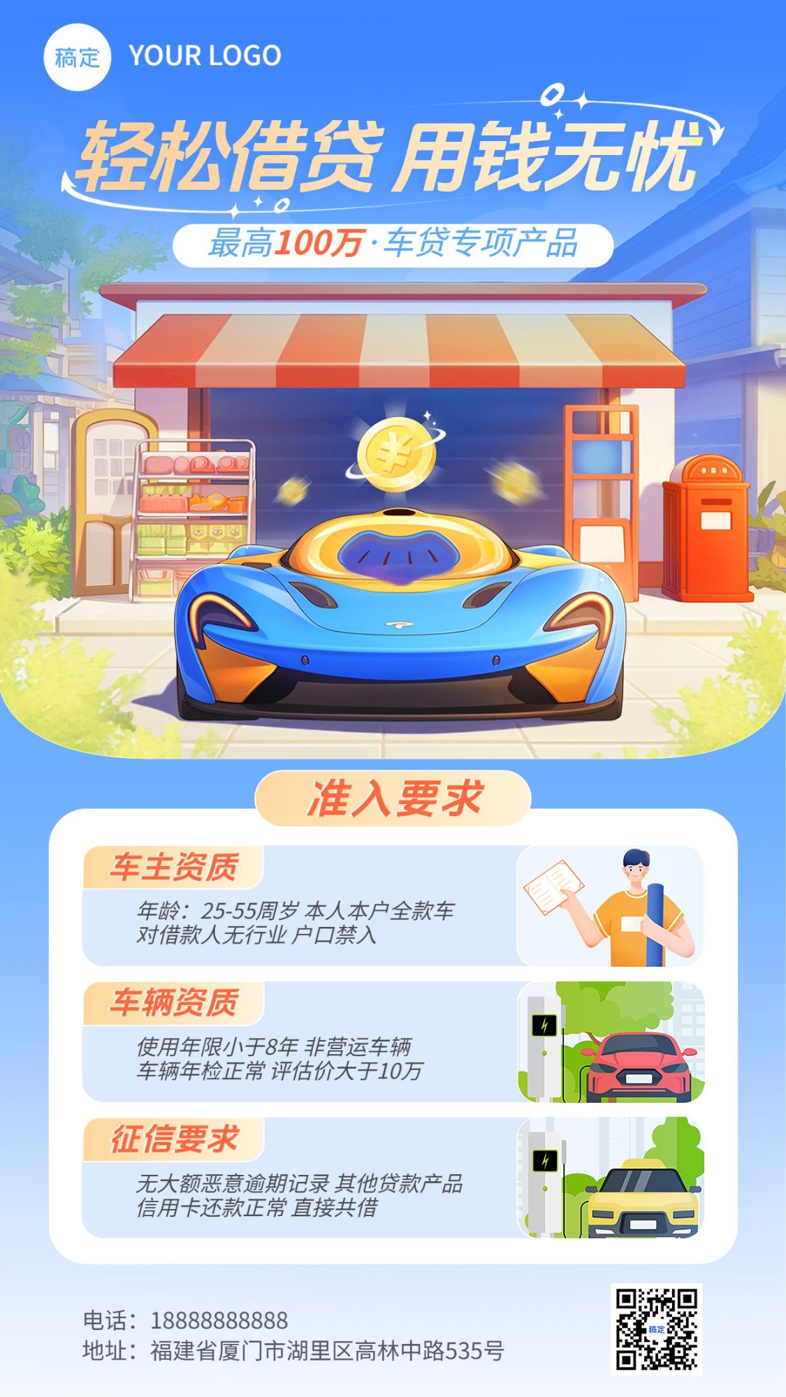 金融汽车贷款产品介绍营销手机海报AIGC预览效果