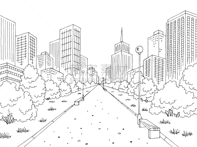 矢量,公园,草图,绘画插图,地形,黑色,插画,伦敦白城,草坪,空的