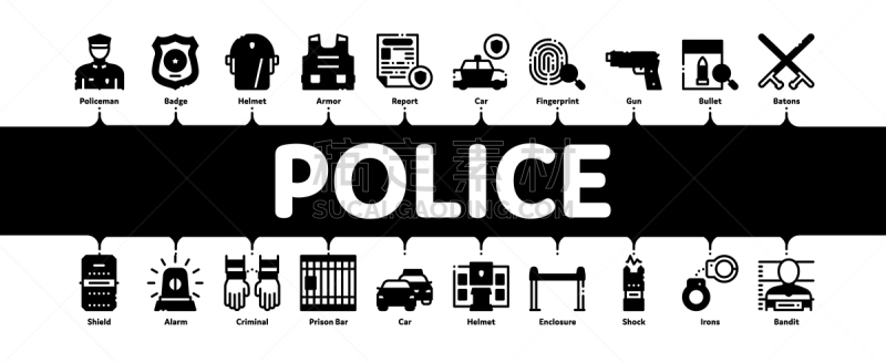 警官,极简构图,信息图表,矢量,办公室,汽车,细的,侦探,证章