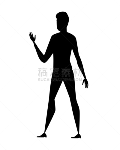 手臂,黑色,平坦的,绘画插图,矢量,分离着色,做手势,男人,剪影,设计
