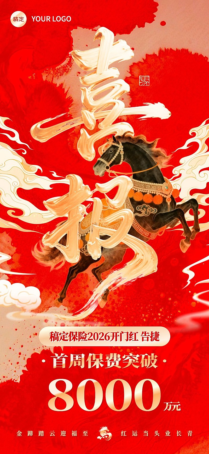 马年金融开门红节点营销业绩喜报全屏竖版海报AIGC
