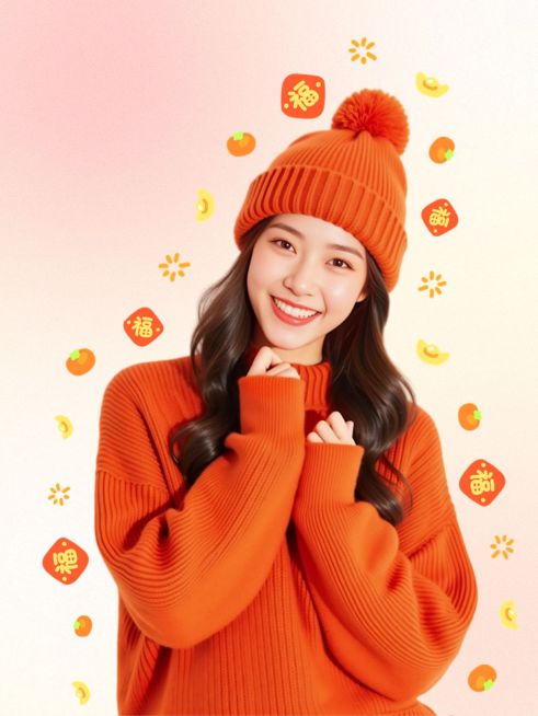 春节人像描边喜庆感小红书aigc配图预览效果