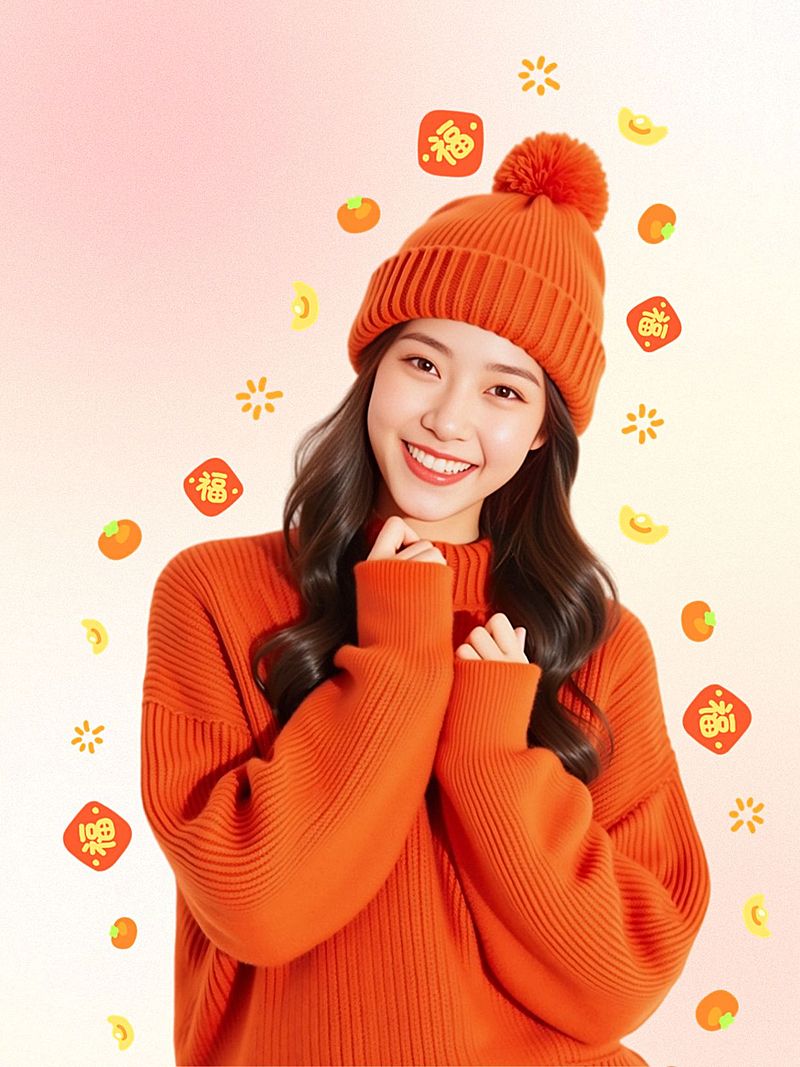 春节人像描边喜庆感小红书aigc配图