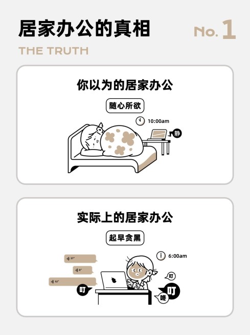 创意插画手绘风防疫居家办公记录套系小红书封面配图预览效果