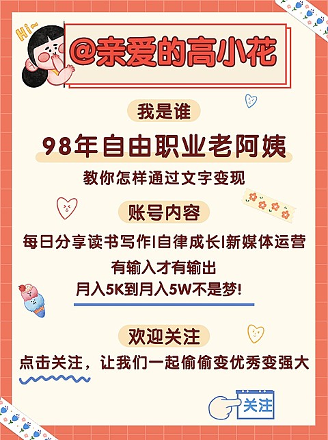 可爱涂鸦风知识博主频道自我介绍小红书配图