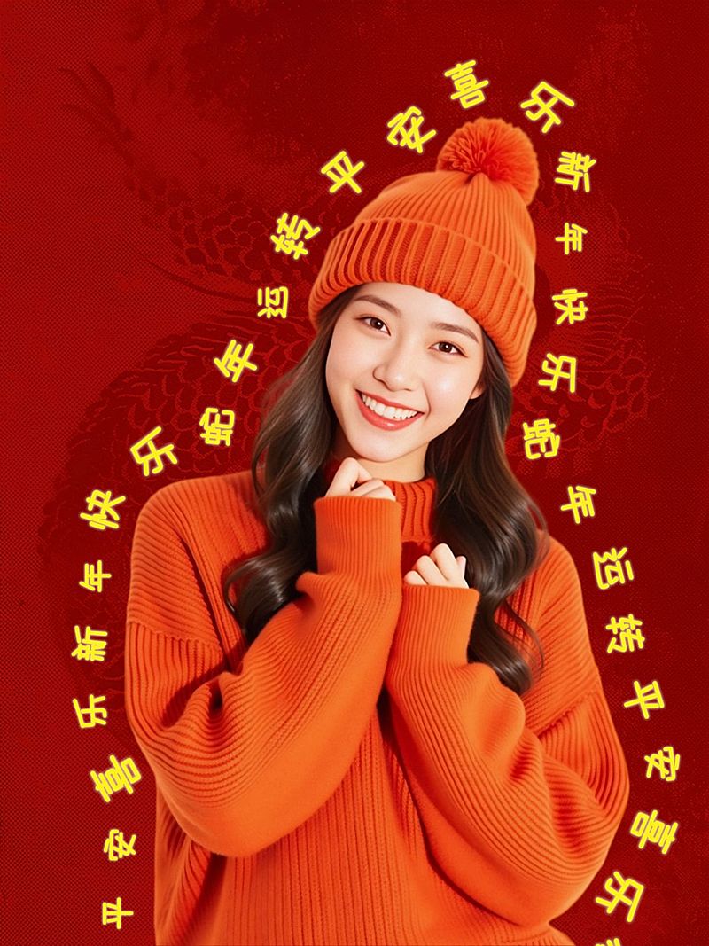 春节人像描边喜庆感小红书aigc配图