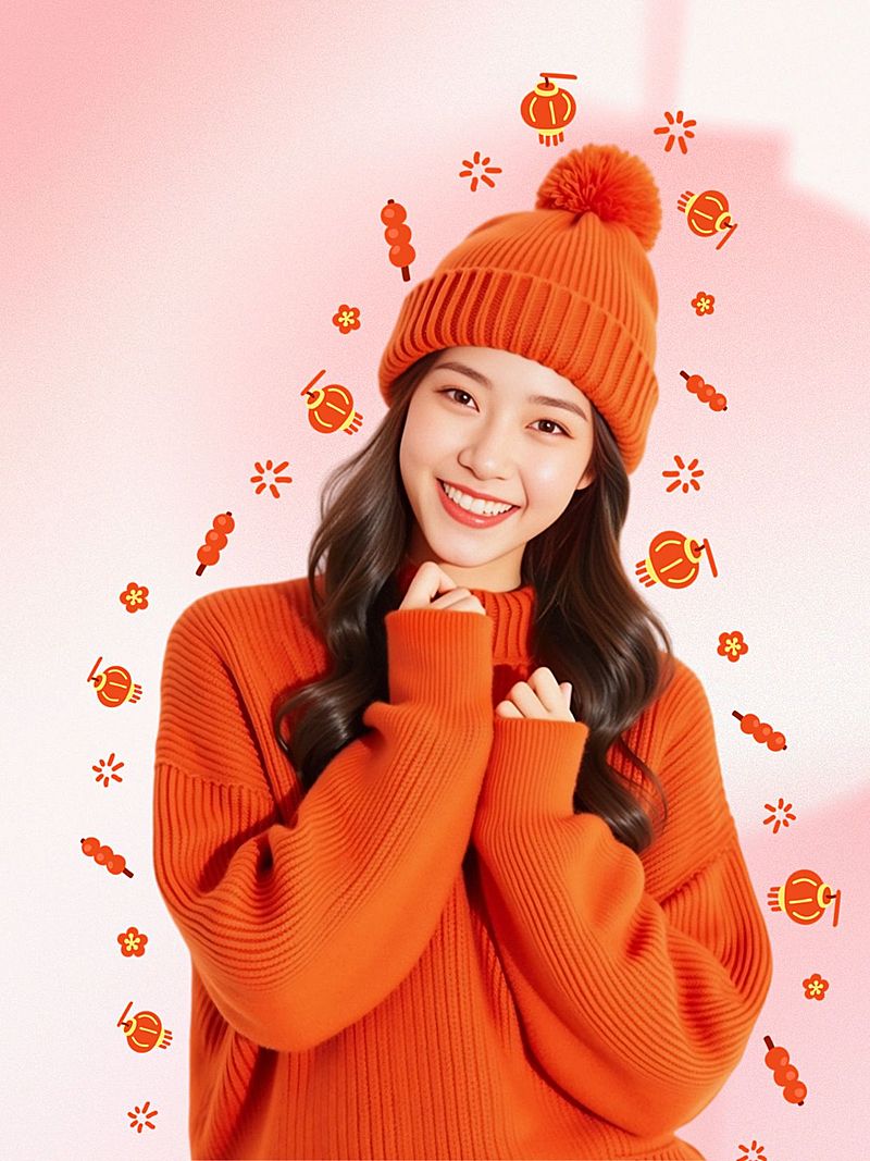 春节人像描边喜庆感小红书aigc配图