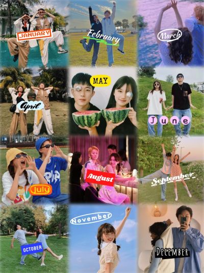 个人生活晒照九宫格清新风拼图工具模板