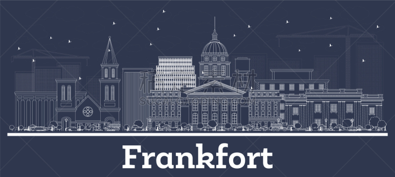 outline frankfort kentucky usa city skyline with
