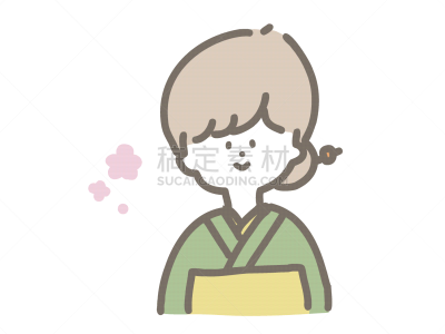 和服,女孩,传统,簪子,仅日本人,女人,长袖和服,儿童,日本人,绘画插图