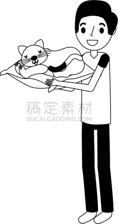 软垫,拿着,男人,猫,姿态不雅,沙发,动物,分离着色,宠物,相伴