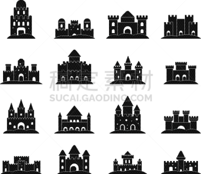 beach castle sand icons set simple style