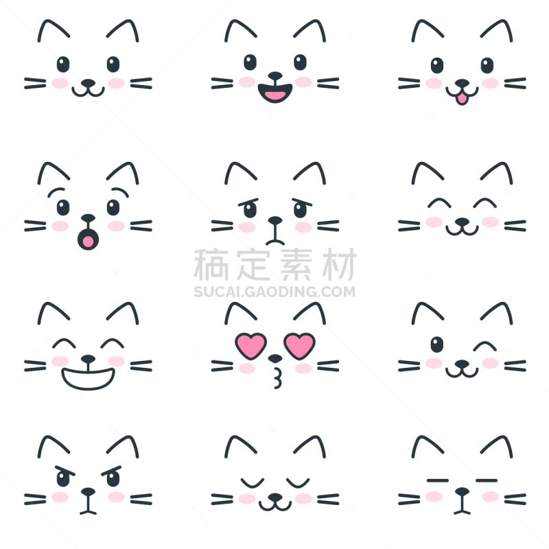 猫,白色背景,个性,可爱的,哺乳纲,小的,动物,问候,爱,剪影