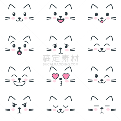猫,白色背景,个性,可爱的,哺乳纲,小的,动物,问候,爱,剪影