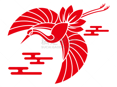 背景,绘画插图,飞,矢量,鹤,材料,华丽的,云景,云,十二生肖