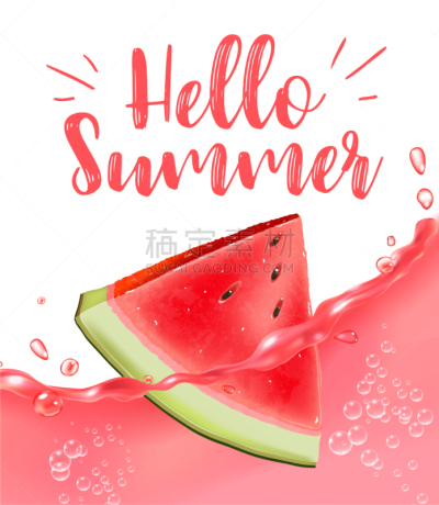 西瓜,你好,夏天,文字,式样,可爱的,短语,清新,信函,问候