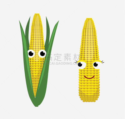 可爱的,甜玉米,绘画插图,卡通,矢量,情感,农业,蔬菜,清新,食品