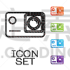 black line action extreme camera icon isolated on