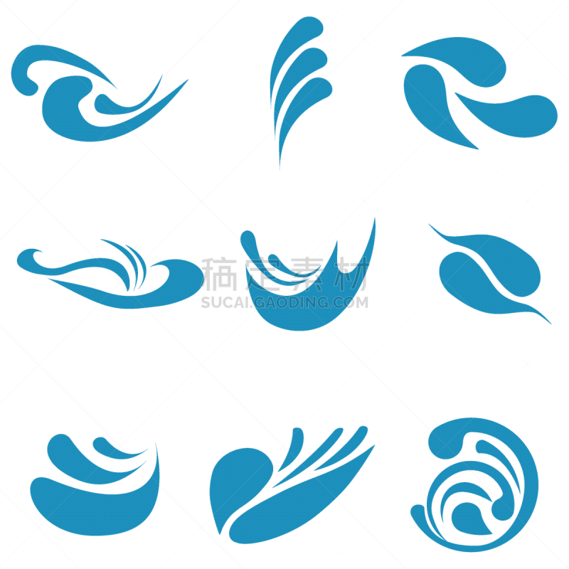 set logos water and waves isolated on a white