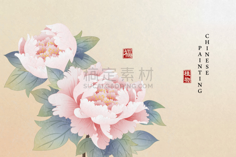 牡丹,高雅,背景,植物,水墨画,绘画作品,花,祝福
