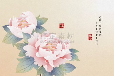 牡丹,高雅,背景,植物,水墨画,绘画作品,花,祝福