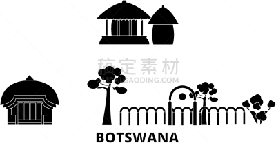 博茨瓦纳,城市天际线,平坦的,黑色,国内著名景点,商务,蜘蛛网,旅行,布置,剪影
