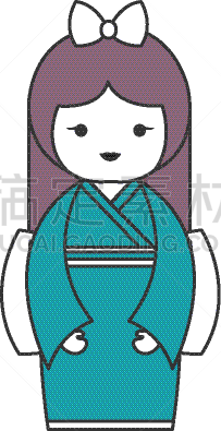 可爱的,小的,日本,亚洲,传统,和服,东京,图像,装饰
