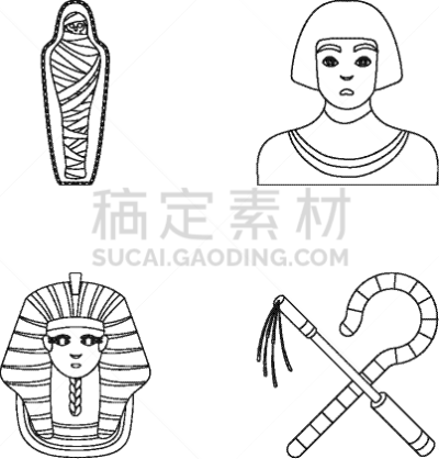 黄金,埃及,防护面罩,平衡折角灯,分离着色,轮廓,坟墓,木乃伊化的,收集
