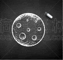 粉笔,绘画插图,球体,暗色,背景分离,复古风格,粉笔画,行星,纹理,草图