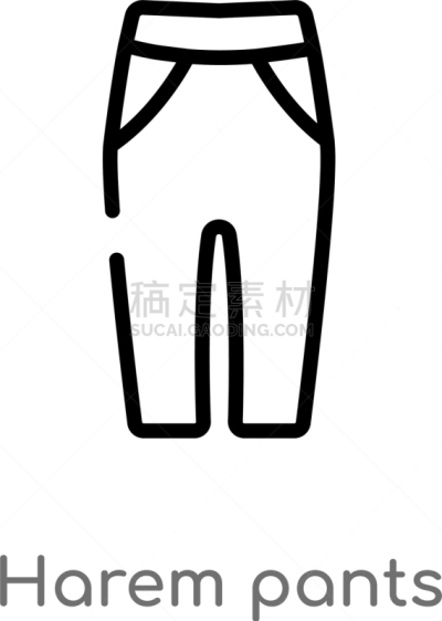 分离着色,轮廓,哈伦裤,黑色,简单,图标,白色,创造力,裤子,收集
