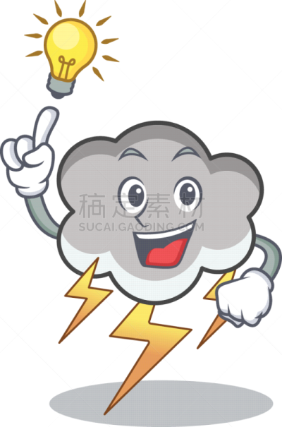 云,性格,雷雨,卡通,平衡折角灯,可爱的,理论设计标签,闪亮的,概念,图像