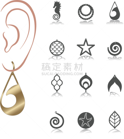 耳饰,华贵,婚礼,模板,自然美,贝壳,礼物,项坠,时尚,剪影