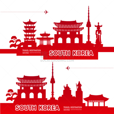 矢量,韩国,绘画插图,宏伟,旅游目的地,商务,模板,著名景点,地球形