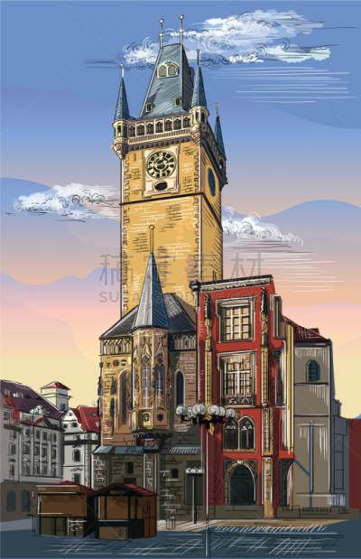 colorful hand drawing prague 6