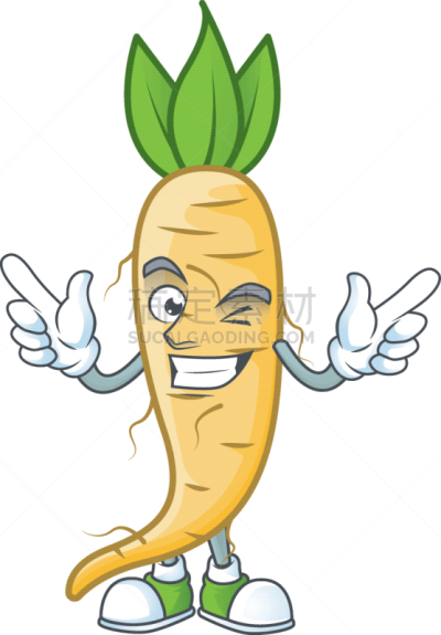funny salsify cartoon character style with wink