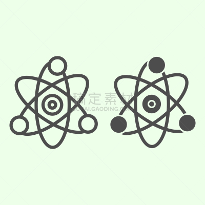 科学,轮廓,符号,概念,固体,原子,矢量,标志,时尚,教育