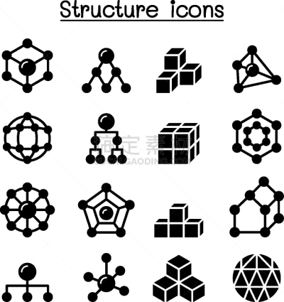 图标集,建筑结构,立方体,矢量,形状,几何形状,八边形,六边形,圆形,三维图形